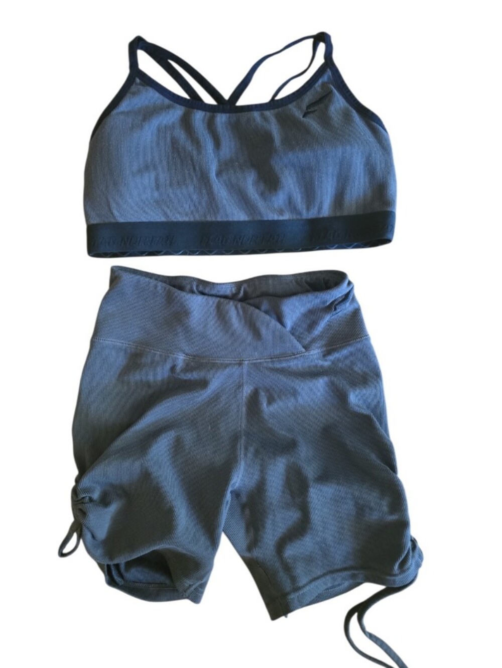flag nor fail Green Ribbed Athletic Sports Bra And Shorts